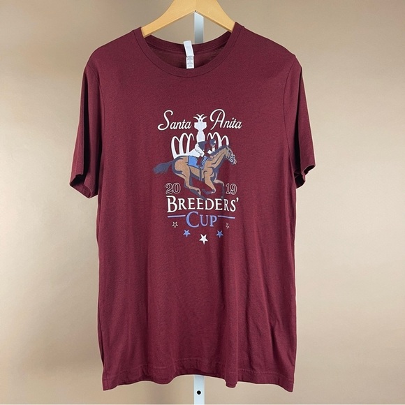 Bella Canvas Santa Anita Large 2019 Breeder's Cup Maroon Graphic Tee Shirt - Picture 1 of 6